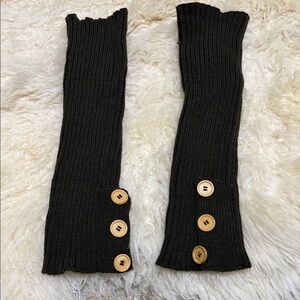 Black Knit Arm/ Legs Warmers with Wooden Buttons